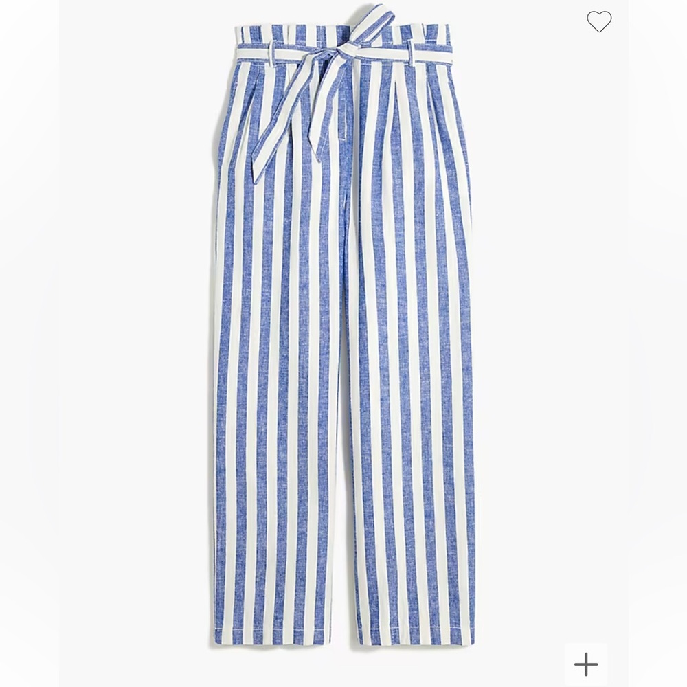 J. Crew linen cotton paper bag pants tie waist - Picture 2 of 8